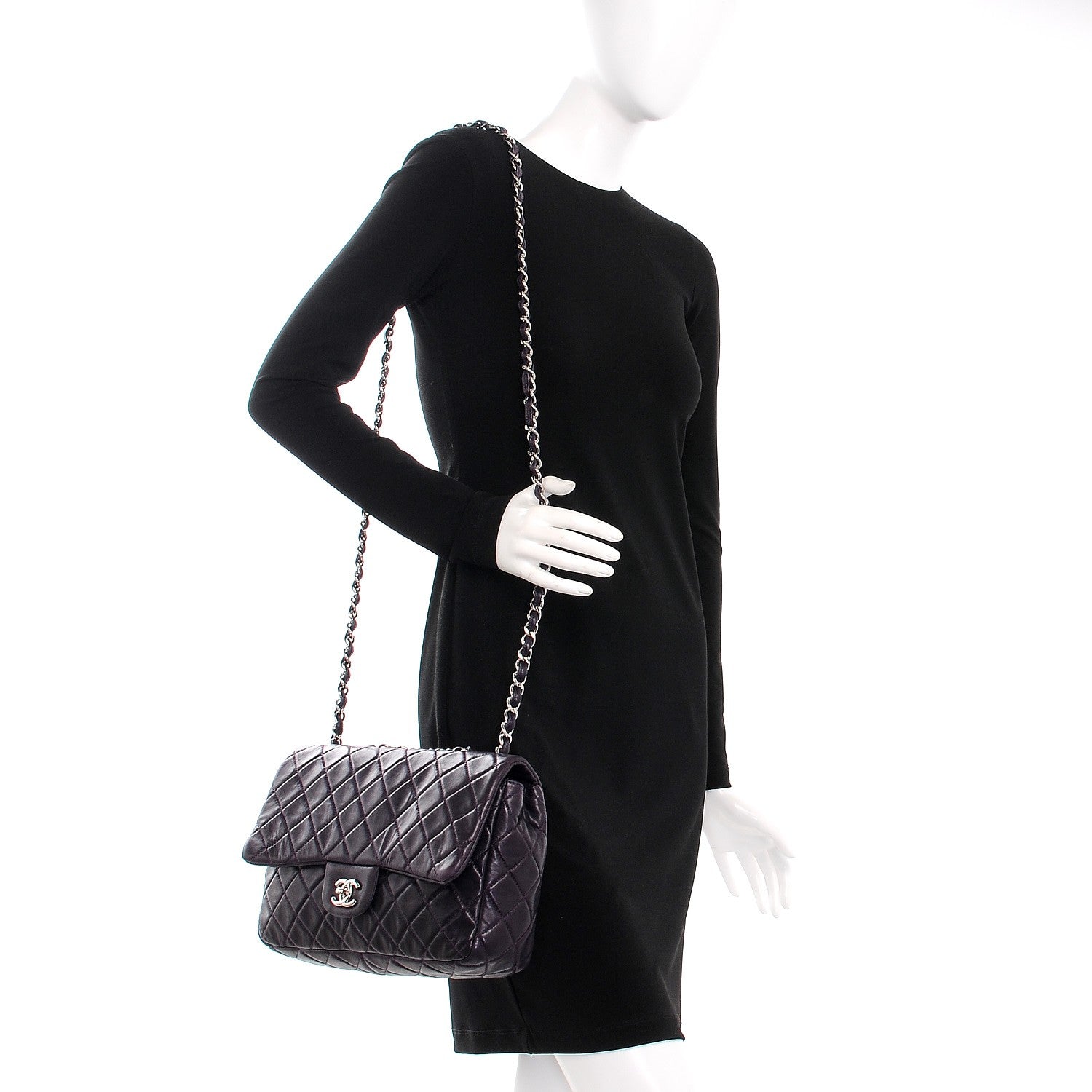 Chanel Lambskin Quilted Jumbo Single Flap Dark Purple 2 of 9