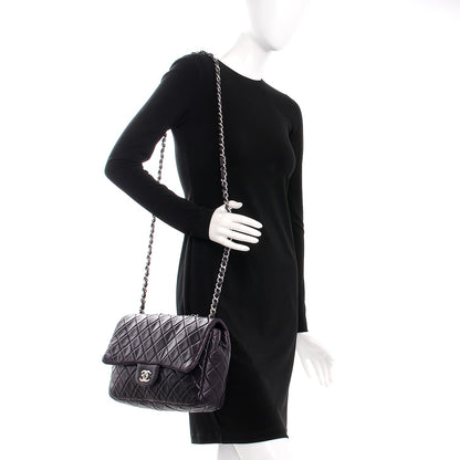 Chanel Lambskin Quilted Jumbo Single Flap Dark Purple 2 of 9