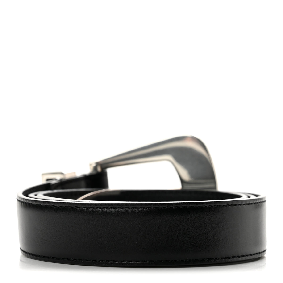 Brushed Calfskin Folk Buckle Belt 80 32 Black