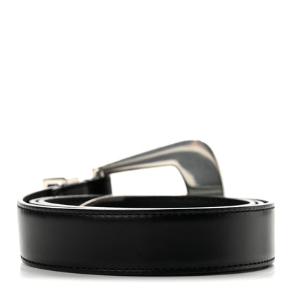 Saint Laurent Brushed Calfskin Folk Buckle Belt 80 32 Black 2 of 6