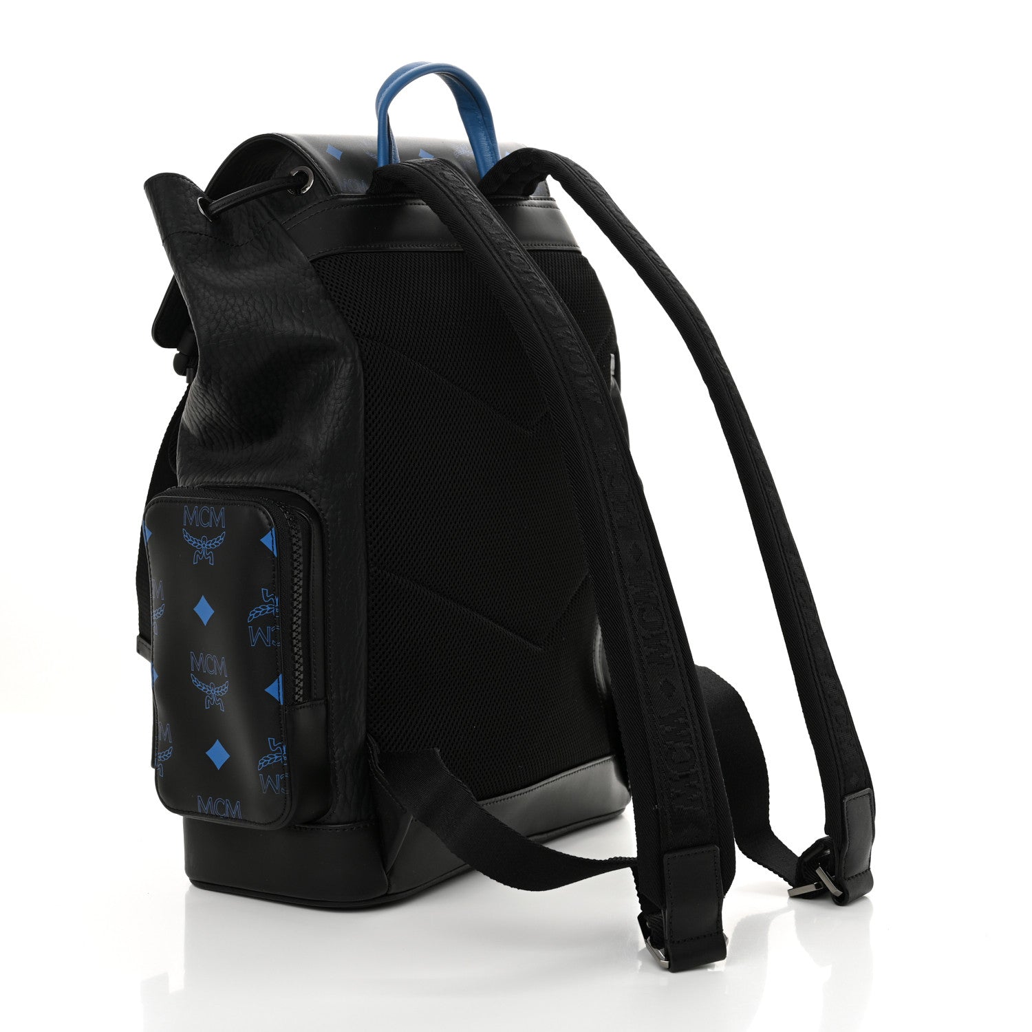 MCM Grained Calfskin Visetos Color Splash Brandenburg Backpack Black Orange Blue 2 of 10