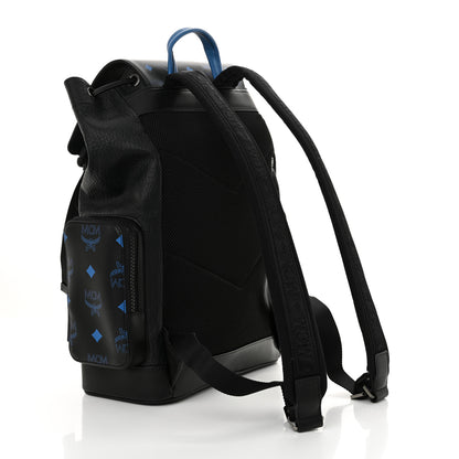 MCM Grained Calfskin Visetos Color Splash Brandenburg Backpack Black Orange Blue 2 of 10