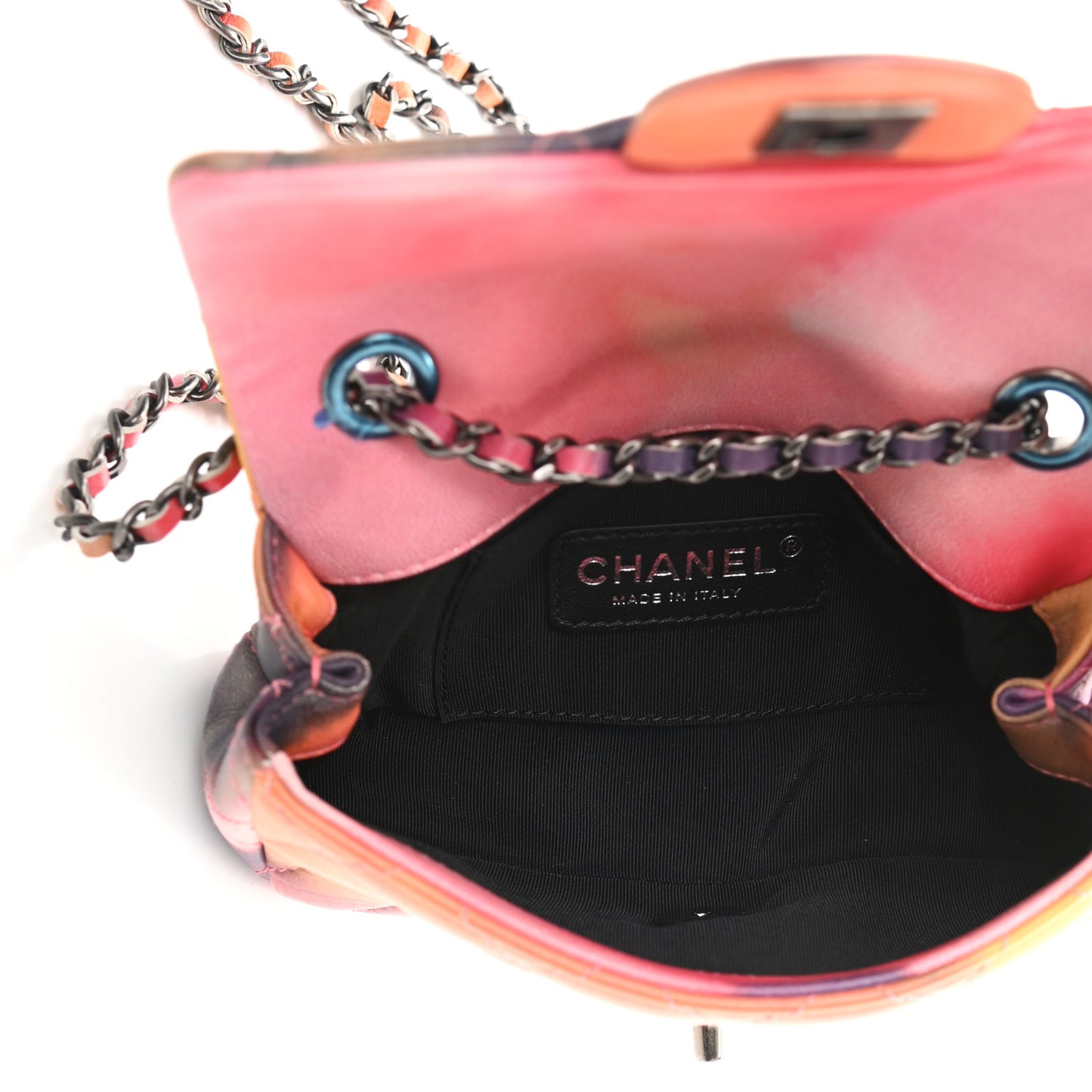 Printed Lambskin Quilted Mini Flower Power Flap