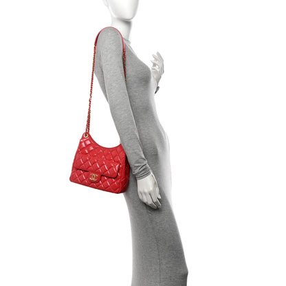 Chanel Shiny Crumpled Calfskin Quilted Wavy CC Hobo Red 2 of 12