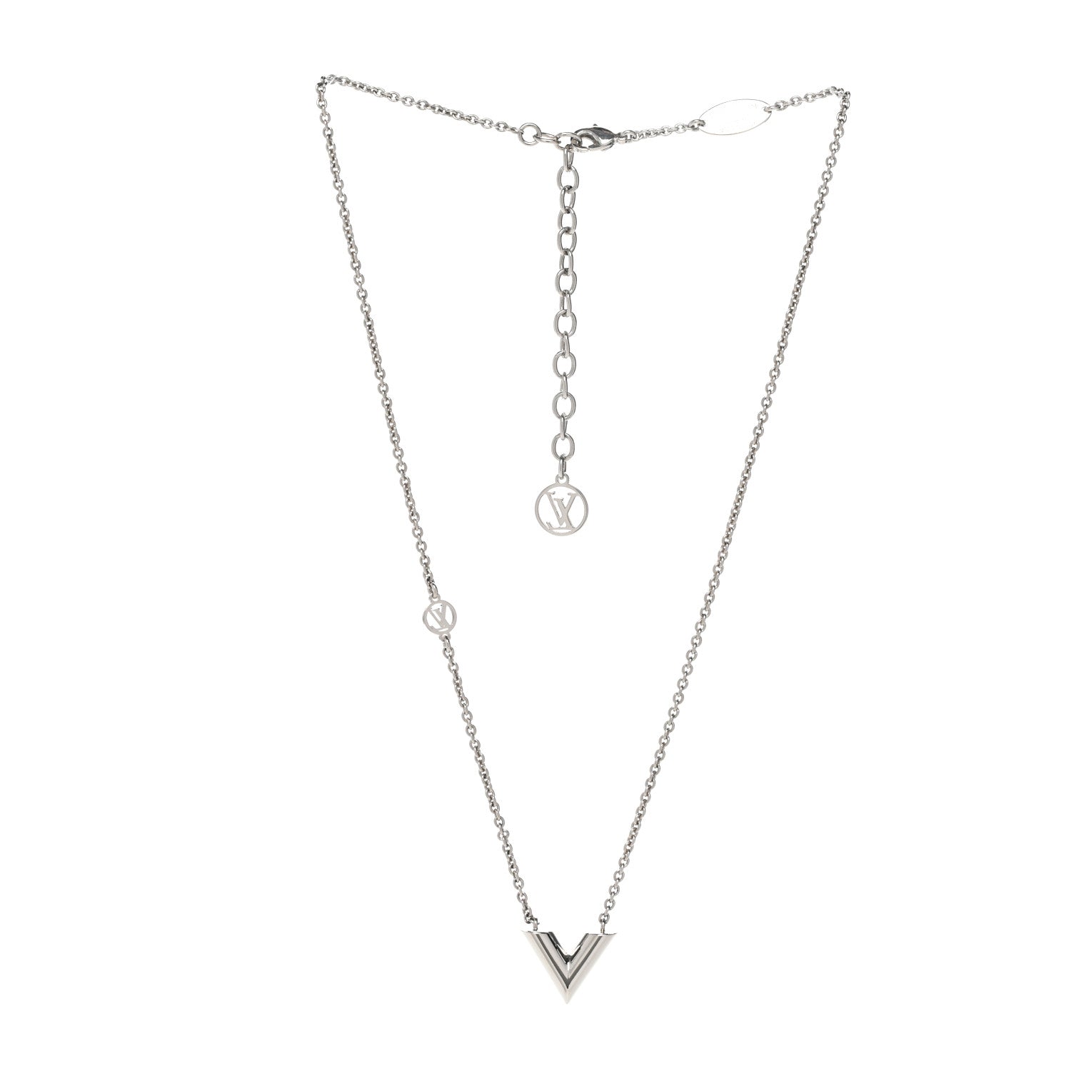 Louis Vuitton Metal Essential V Supple Necklace Silver 3 of 6