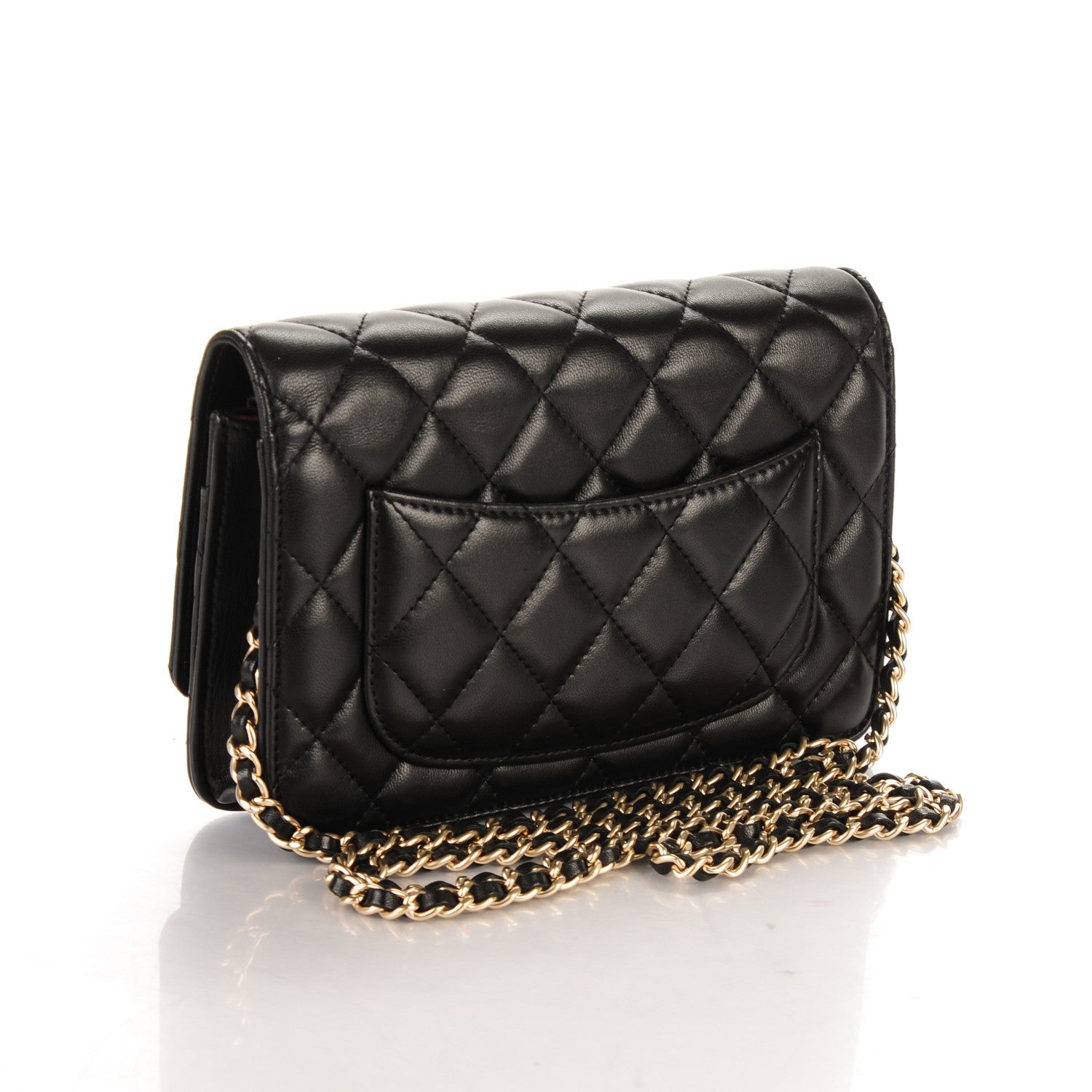 Chanel Lambskin Quilted Wallet On Chain WOC Black 3 of 8