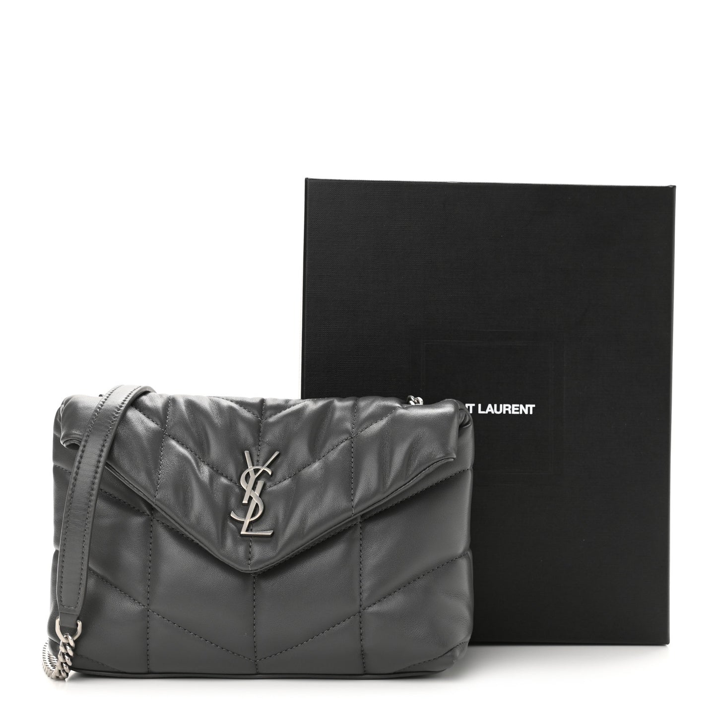 Lambskin Quilted Toy Loulou Puffer Monogram Chain Satchel Storm