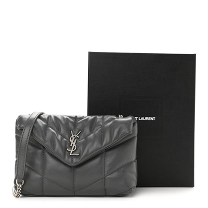 Saint Laurent Lambskin Quilted Toy Loulou Puffer Monogram Chain Satchel Storm 12 of 12