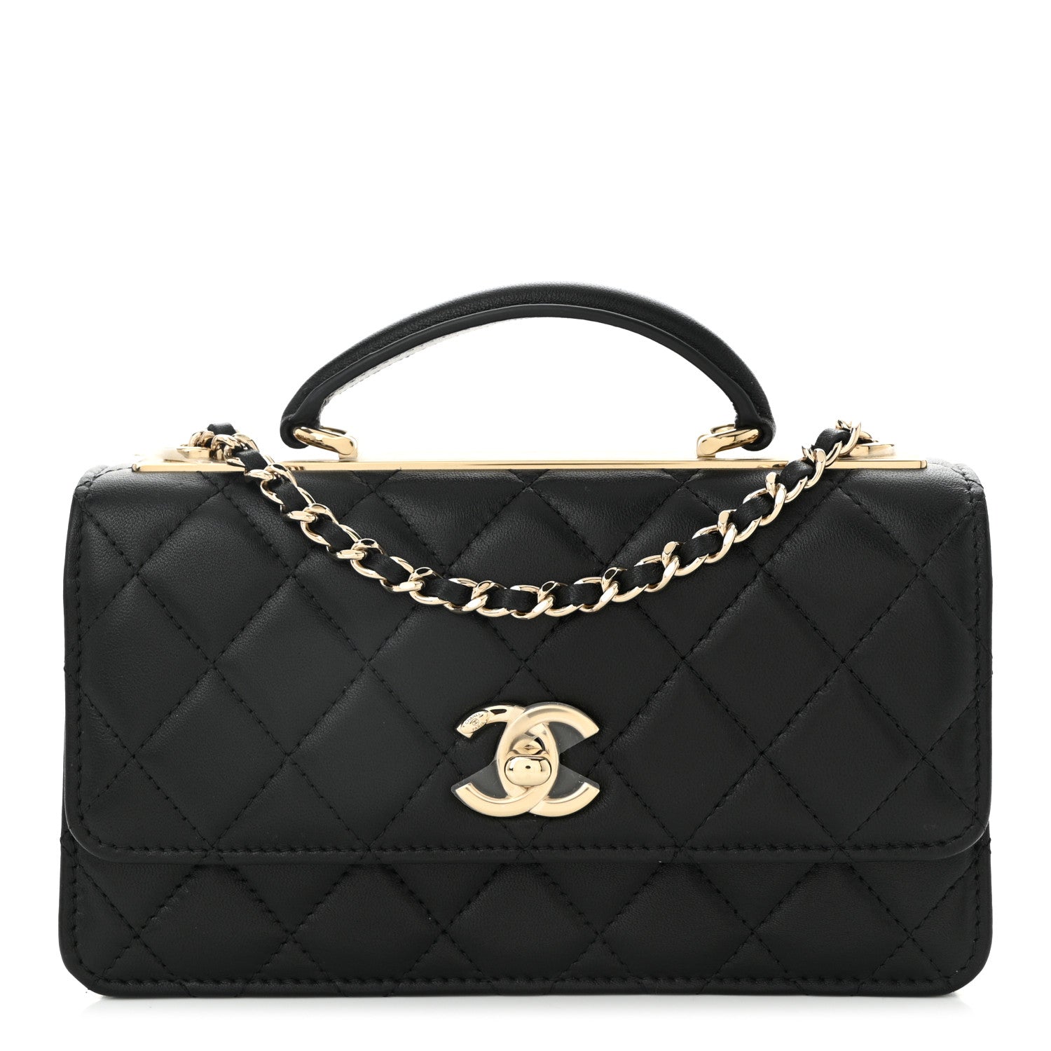 Chanel Lambskin Quilted Trendy CC Dual Handle Clutch With Chain  Black 1 of 10