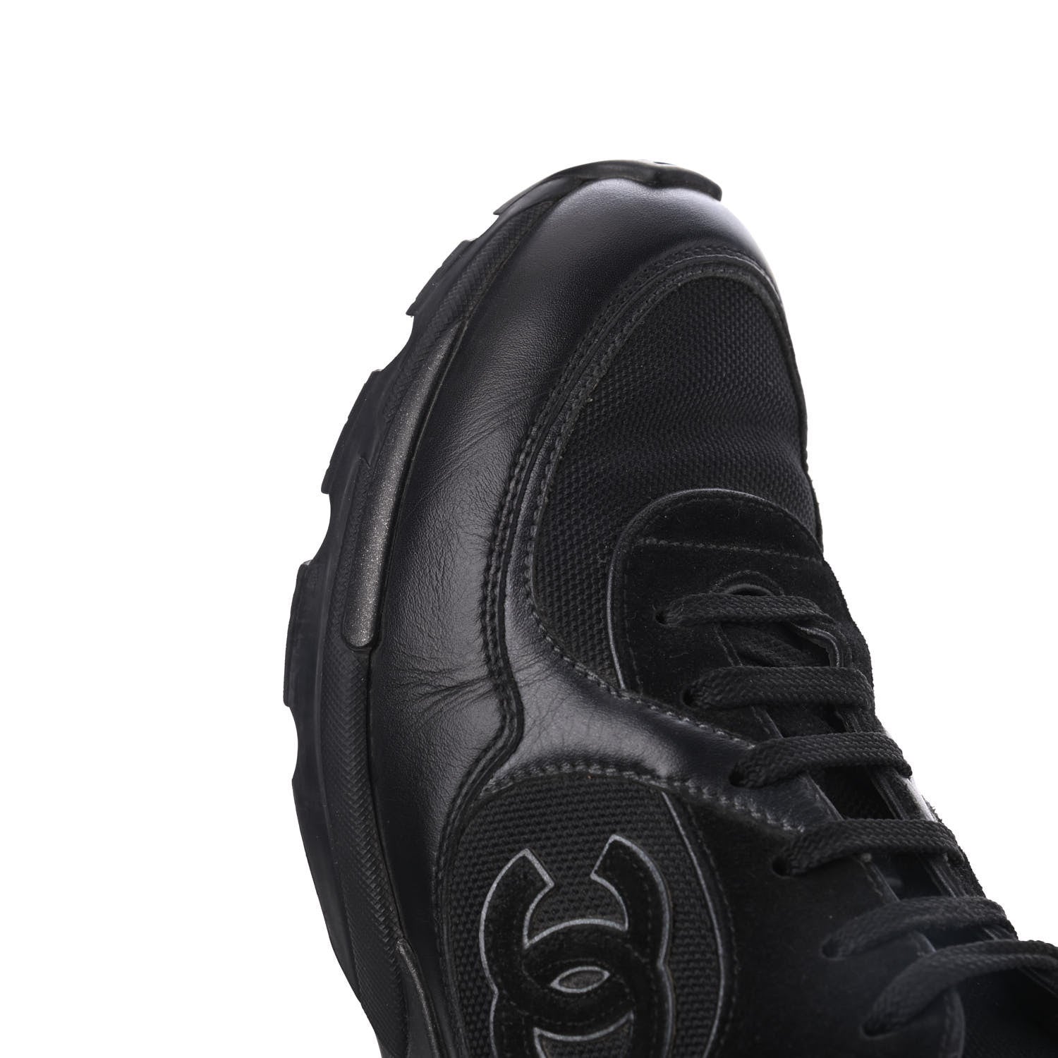 Chanel Toile Suede Calfskin CC Sneakers 39 Black 14 of 23