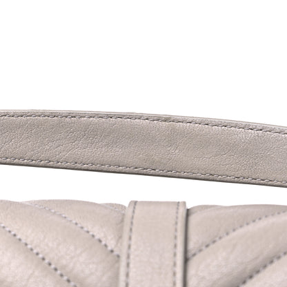 Saint Laurent Sheepskin Matelasse Chevron Monogram Large College Satchel Light Grey 15 of 15