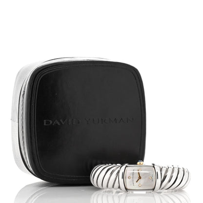 David Yurman Sterling Silver 18K Yellow Gold Diamond Mother of Pearl 19mm Waverly Quartz Watch 6 of 6