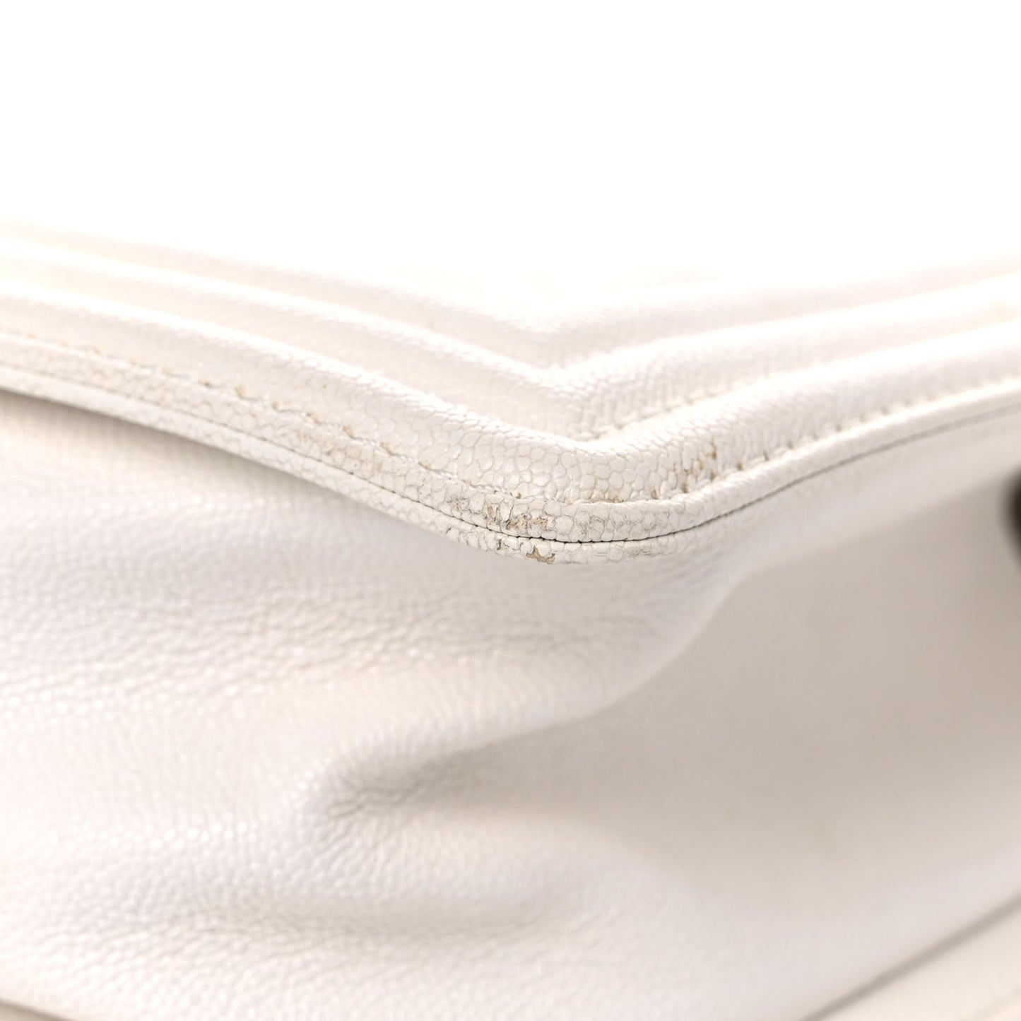 Calfskin Chevron Quilted Medium Boy Flap White