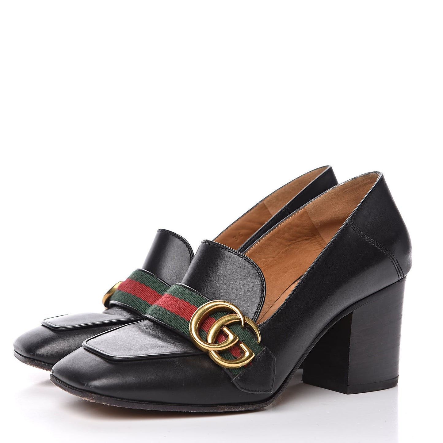 Calfskin Web Peyton Loafer Pumps 35 Black
