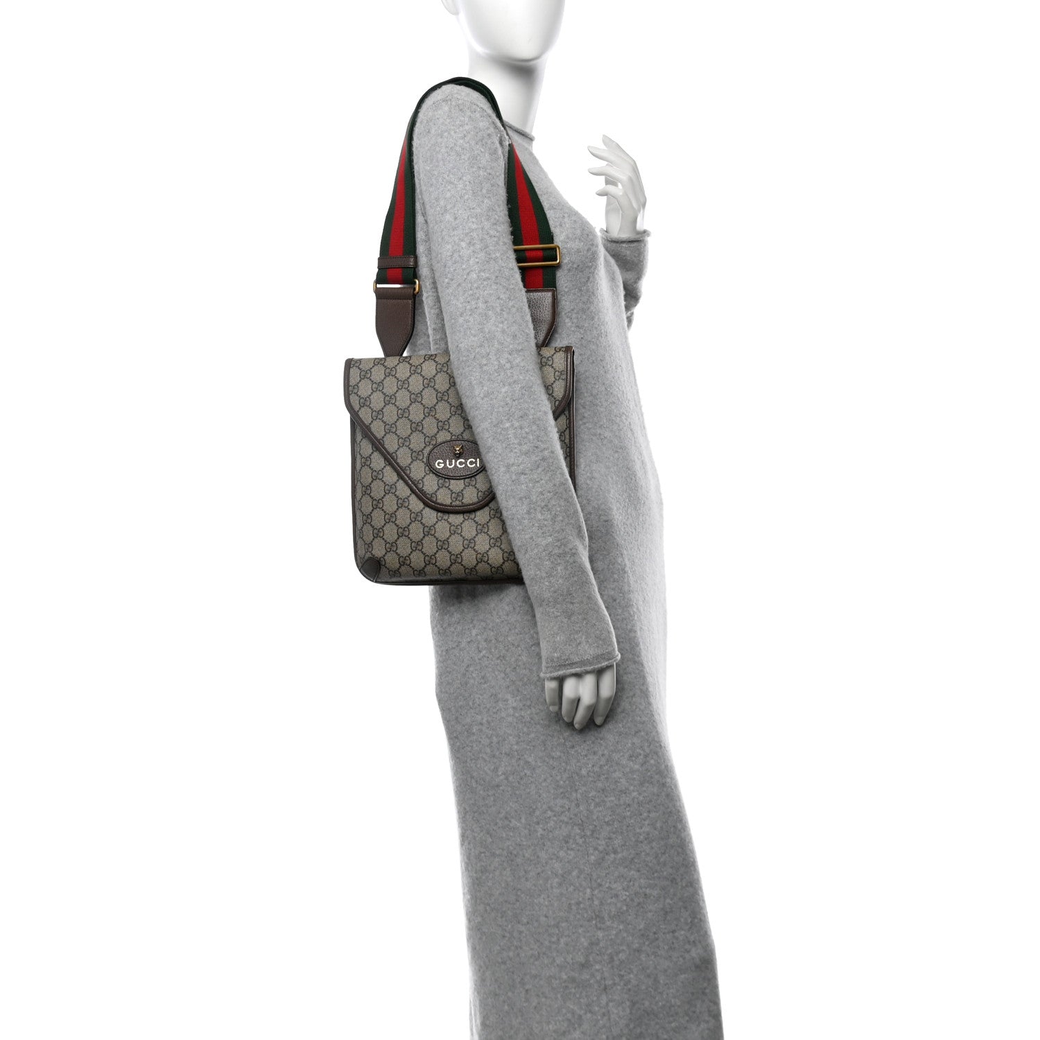 Gucci GG Supreme Monogram Web Medium Neo Vintage Flap Messenger Bag Beige New Acero 2 of 12