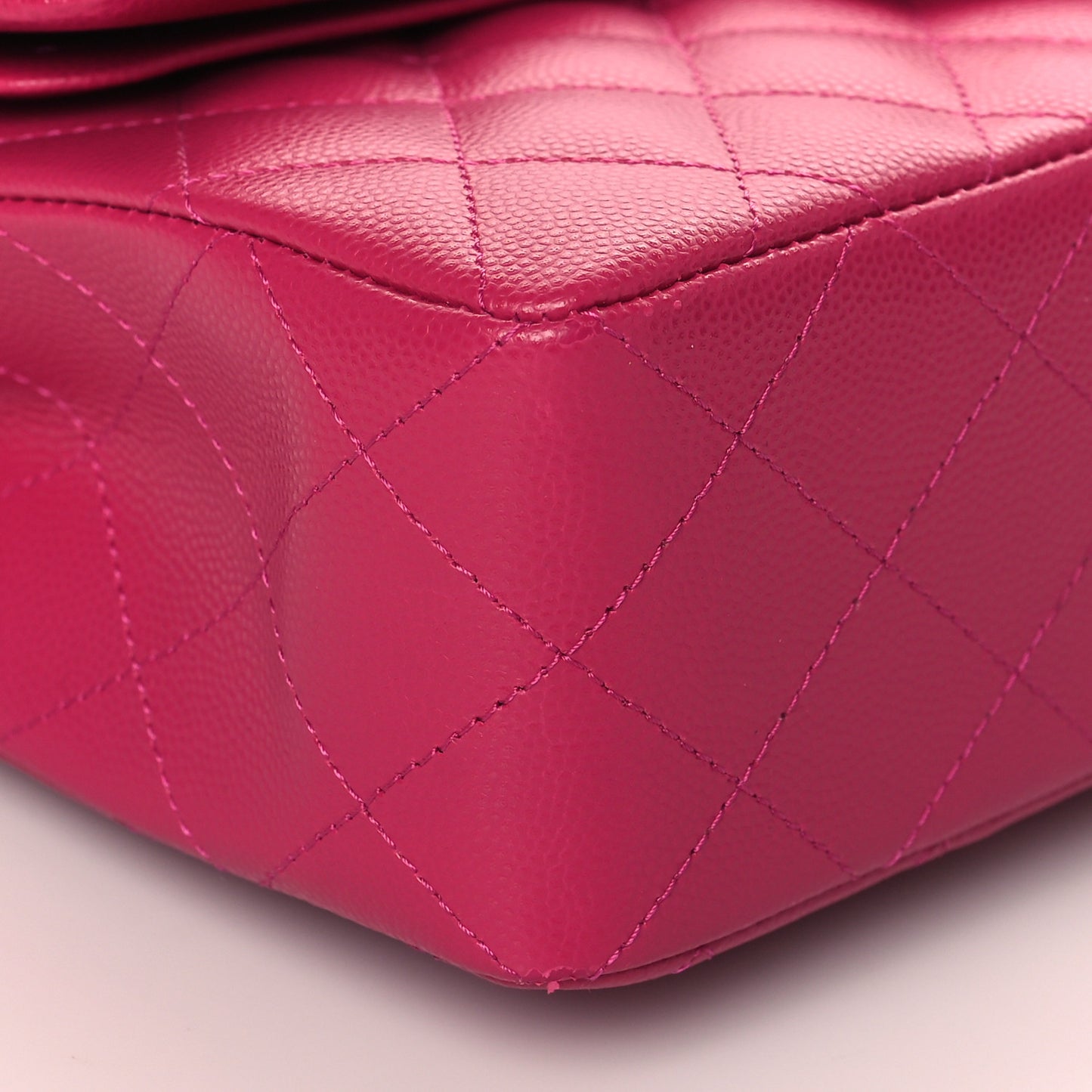 Caviar Quilted Small Double Flap Fuchsia