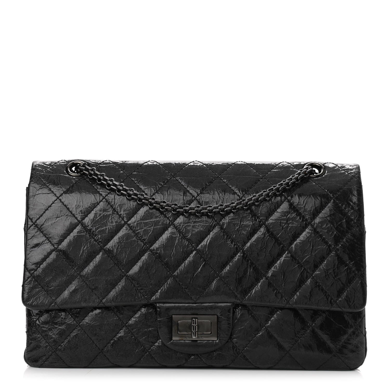 Chanel Glazed Aged Calfskin Quilted 2.55 Reissue 227 Flap Black 1 of 11