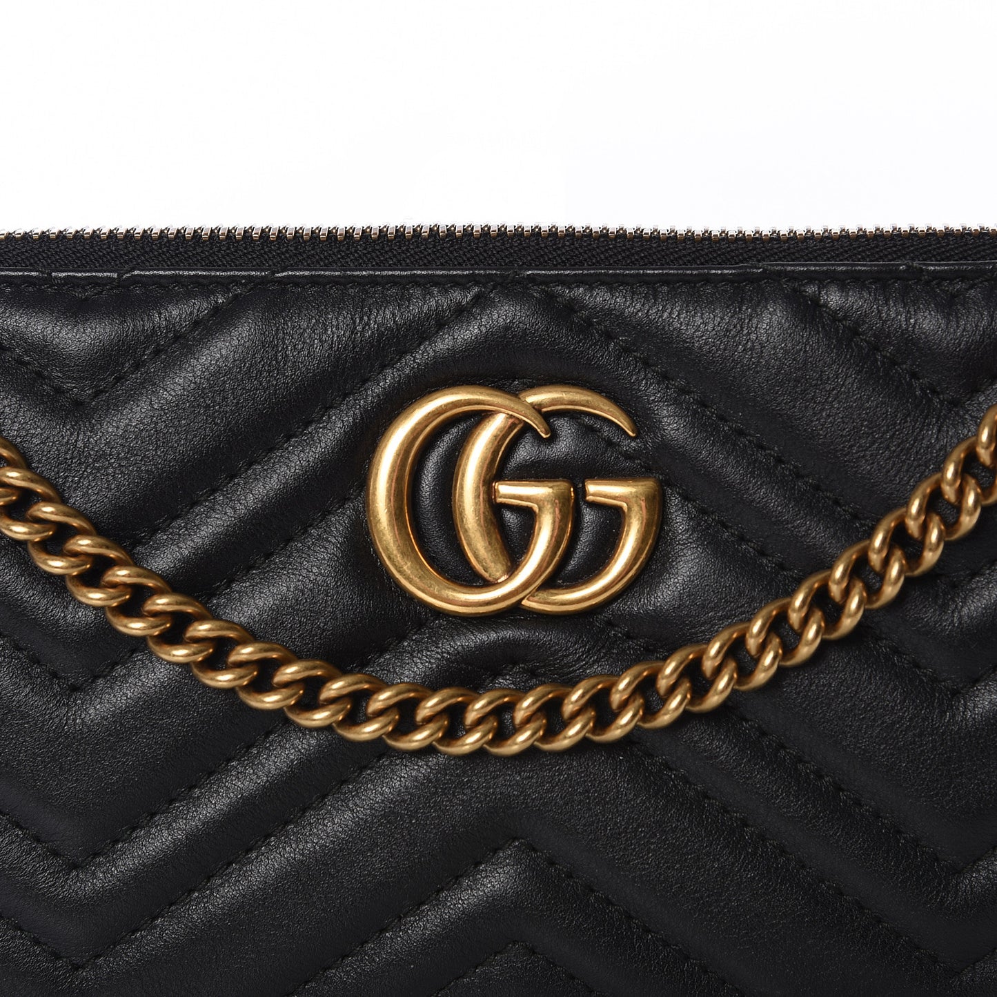 Calfskin Matelasse Mini GG Marmont Chain Bag Black
