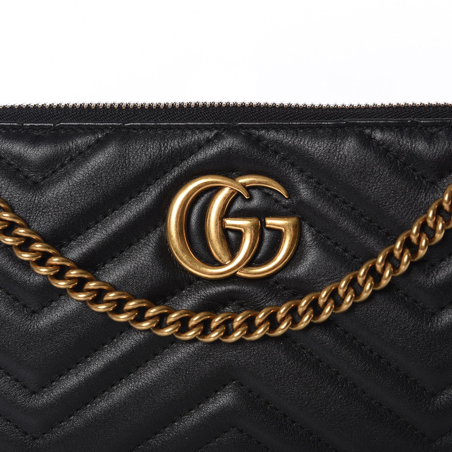 Gucci Calfskin Matelasse Mini GG Marmont Chain Bag Black 8 of 9