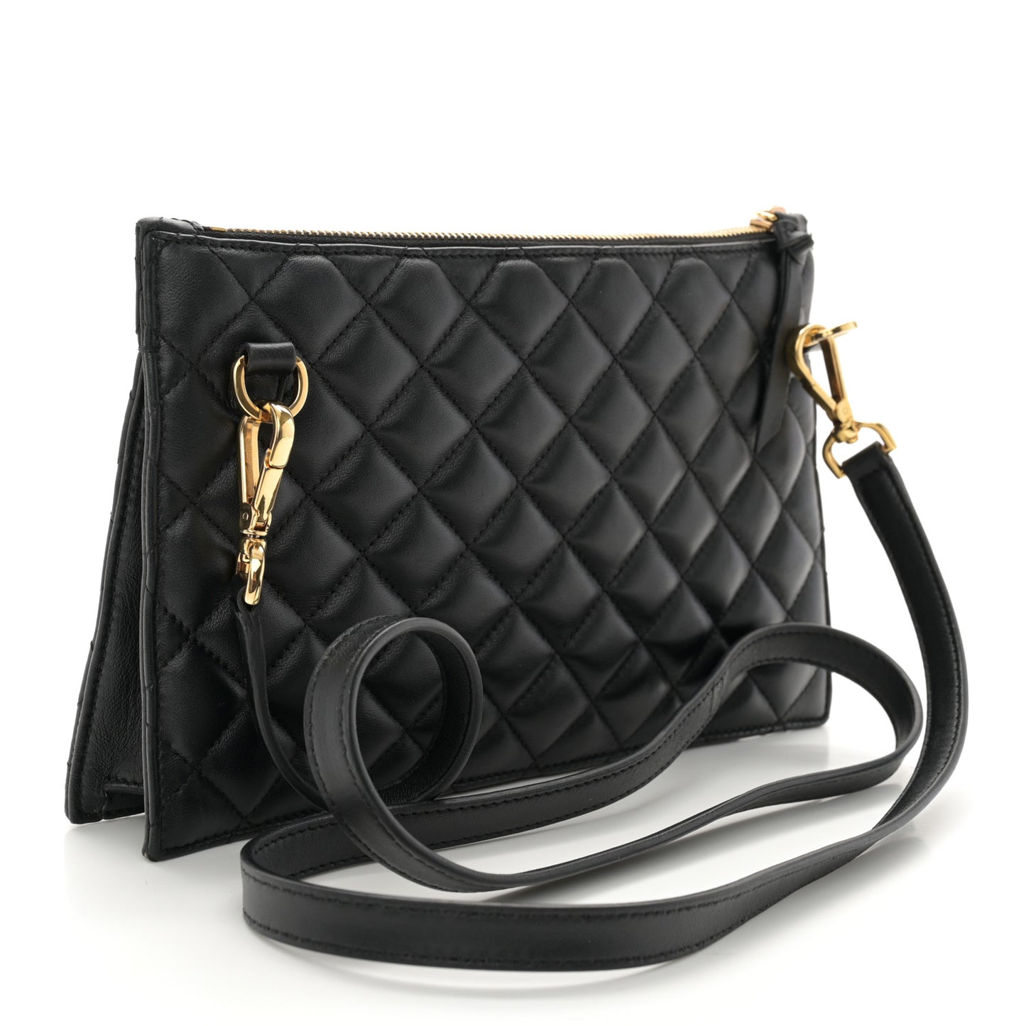 Calfskin Quilted Small Tribute Icon Pouch Black