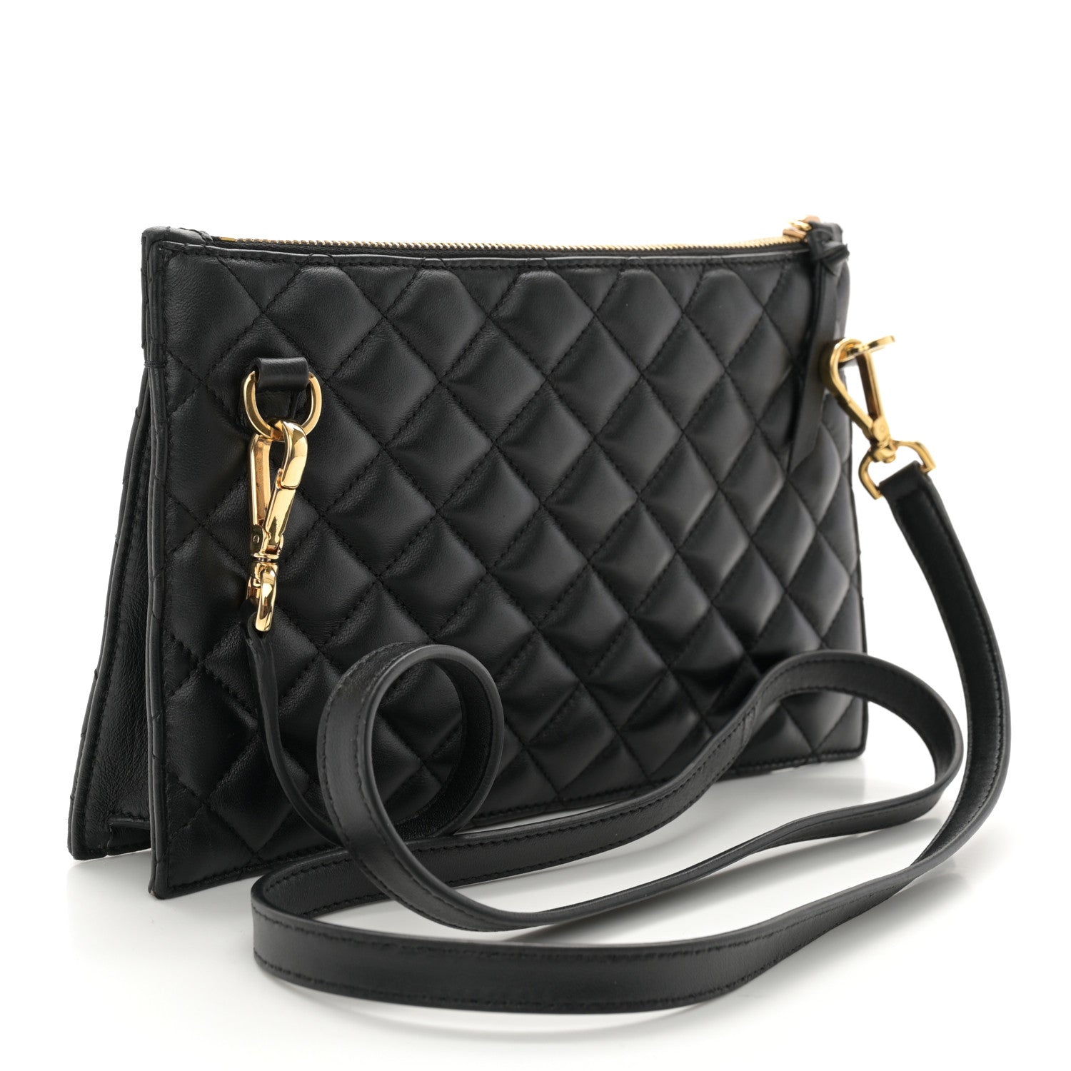 Versace Calfskin Quilted Small Tribute Icon Pouch Black 3 of 11