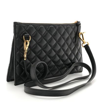 Versace Calfskin Quilted Small Tribute Icon Pouch Black 3 of 11