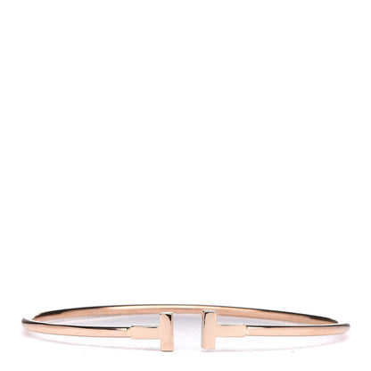 Tiffany 18K Rose Gold Narrow T Wire Bracelet 1 of 5