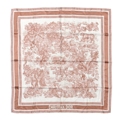 Christian Dior Silk Toile De Jouy Sauvage Square Scarf Rose 1 of 3