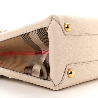 Burberry Grainy Calfskin House Check Small Banner Tote Beige 8 of 13
