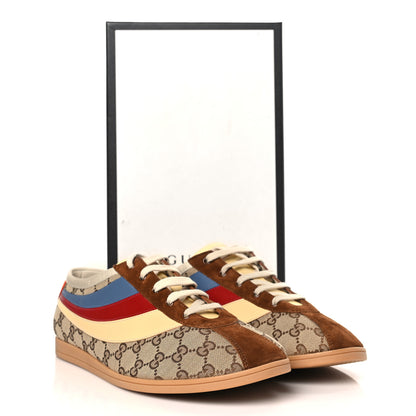 Gucci Suede Monogram Web Mens Falacer Sneakers 12 Nocciola Beige 9 of 9