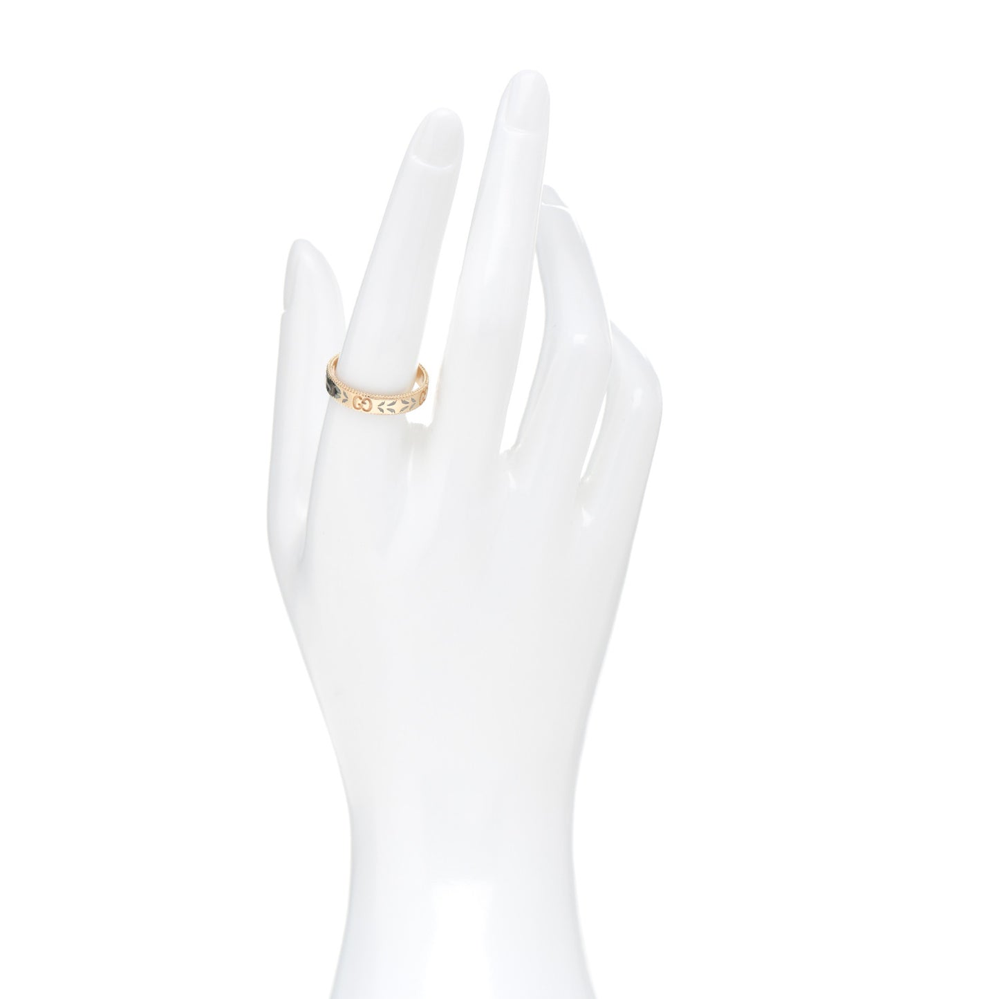 18K Yellow Gold Enamel 4mm Icon Blooms Band Ring 58 8.25