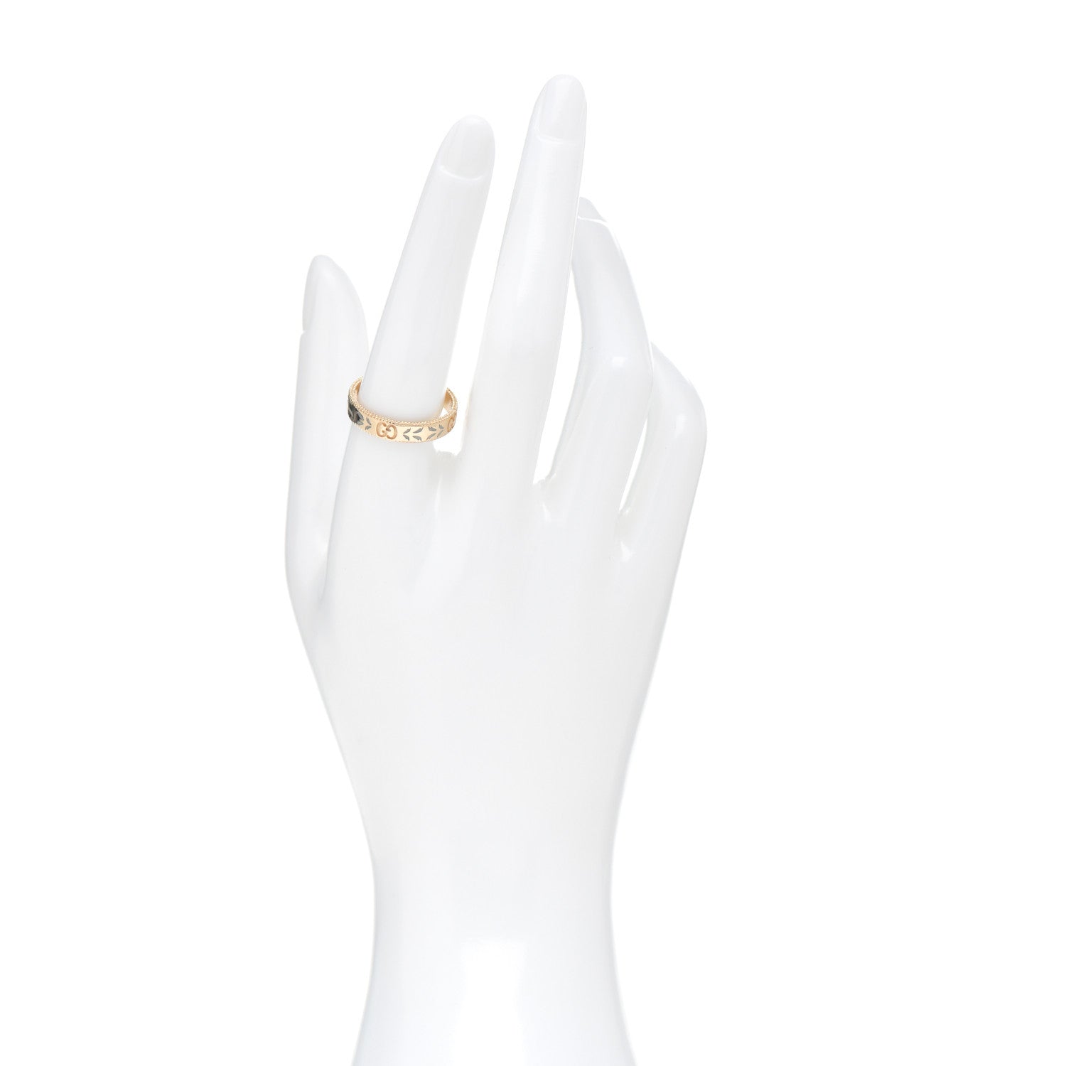 Gucci 18K Yellow Gold Enamel 4mm Icon Blooms Band Ring 58 8.25 2 of 4