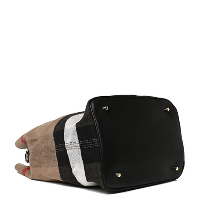 Burberry Canvas Mega Check Medium Ashby Hobo Black 5 of 16
