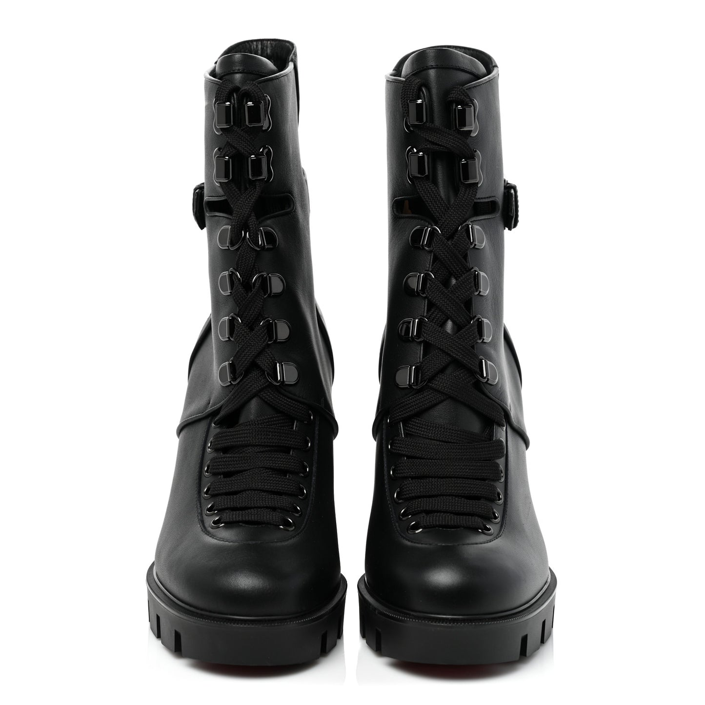 Calfskin Macademia 100 Biker Platform Boots 40.5 Black