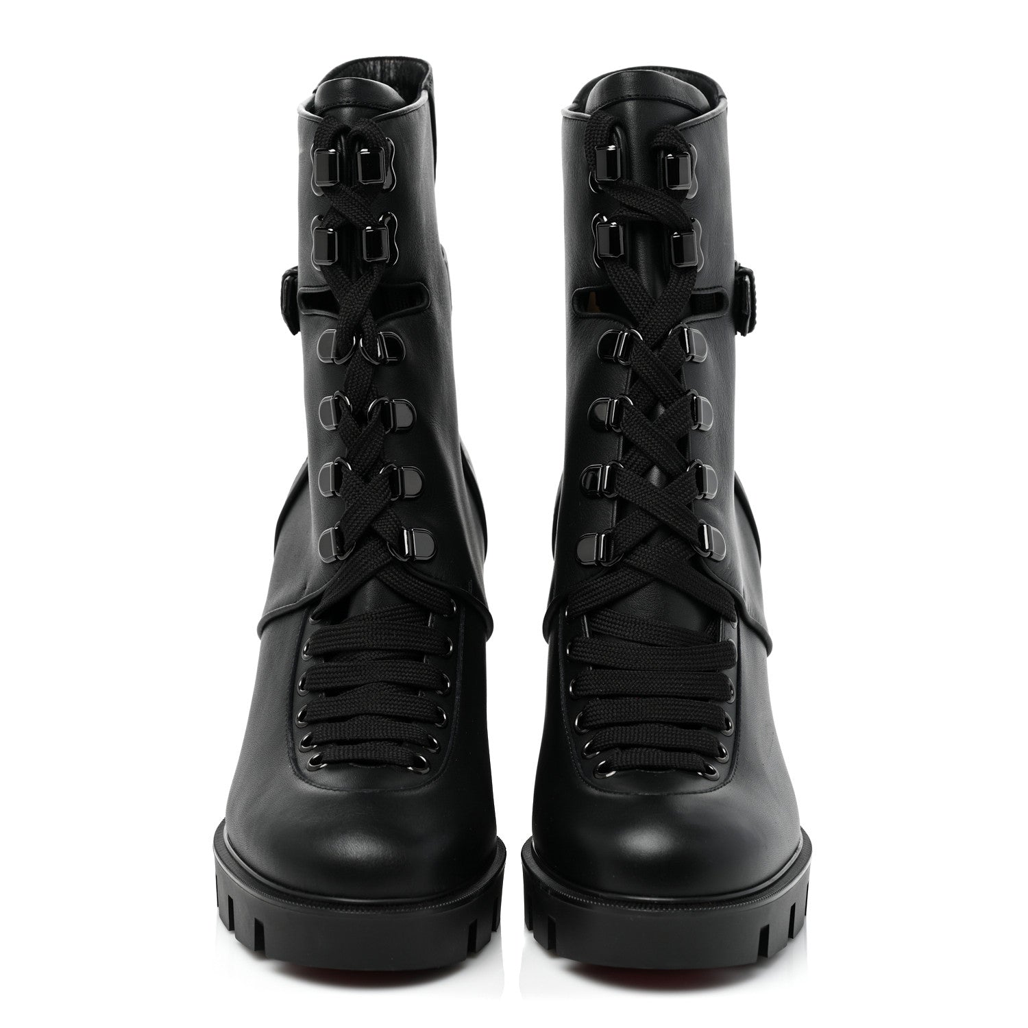 Christian Louboutin Calfskin Macademia 100 Biker Platform Boots 40.5 Black 2 of 12
