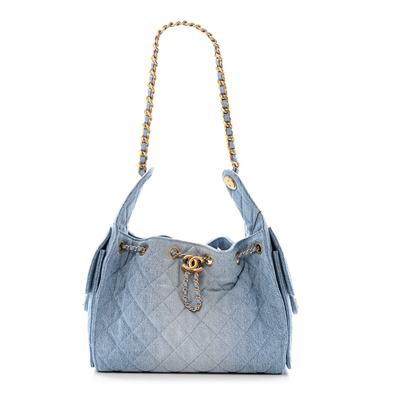 Chanel Washed Denim Quilted Small Chanel 25 Handbag Blue 1 of 12
