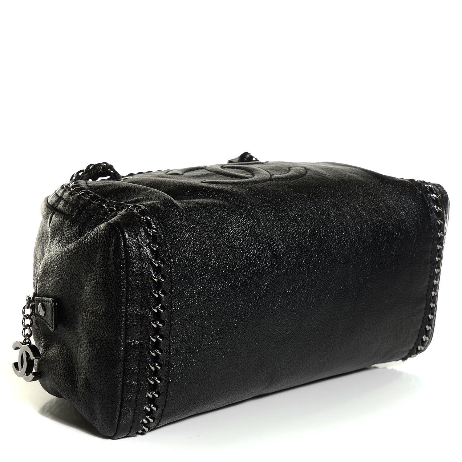 Chanel Metallic Deerskin Luxe Ligne Medium Bowler Black 4 of 7