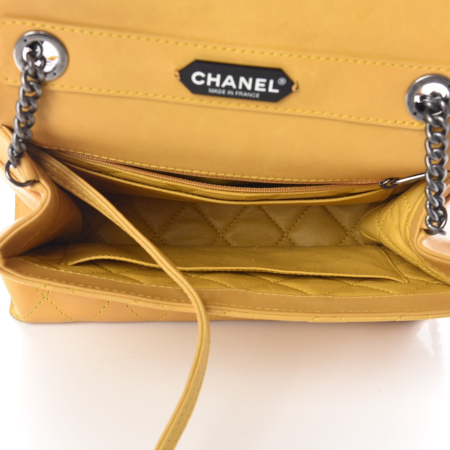 Chanel Calfskin Stitched Urban Luxury Top Handle Bag Yellow 5 of 20