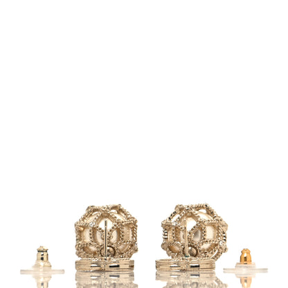 Chanel Pearl Caged CC Drop Earrings Gold 3 of 4