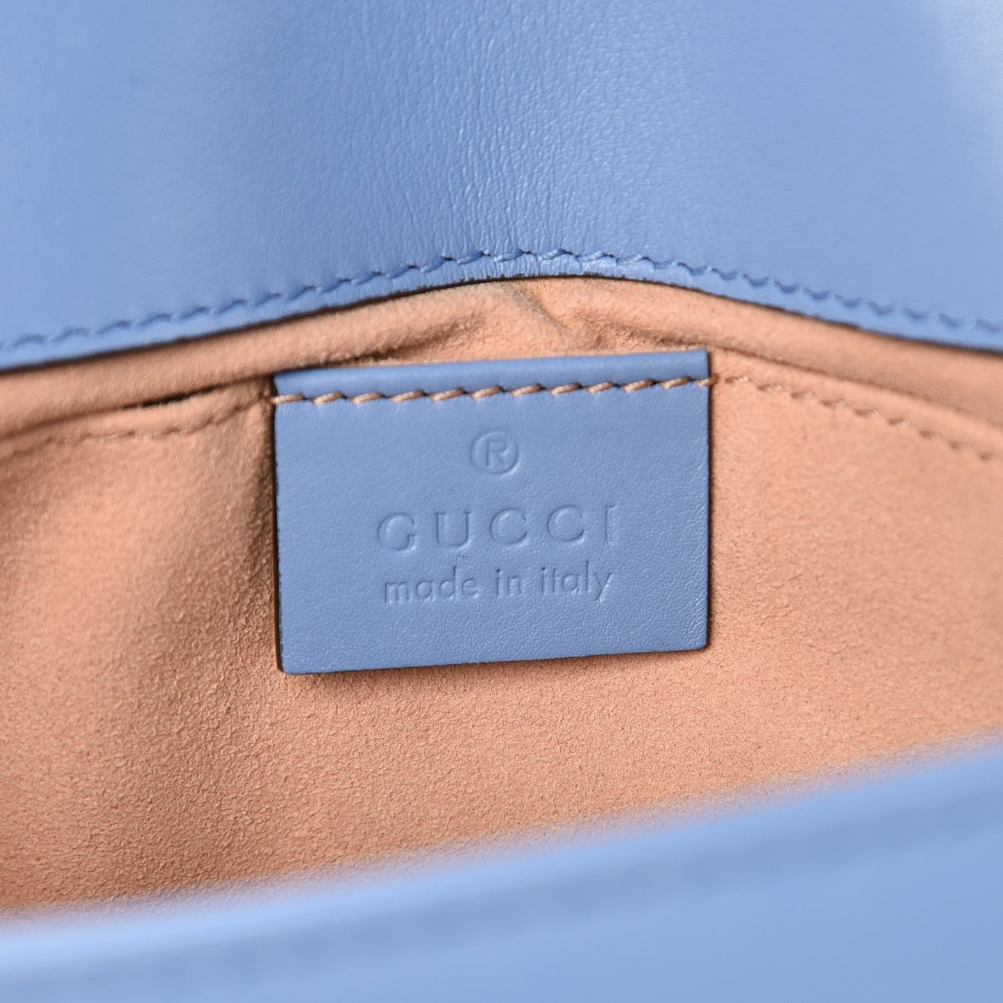 Calfskin Matelasse Mini GG Marmont Shoulder Bag Clear Sky Blue