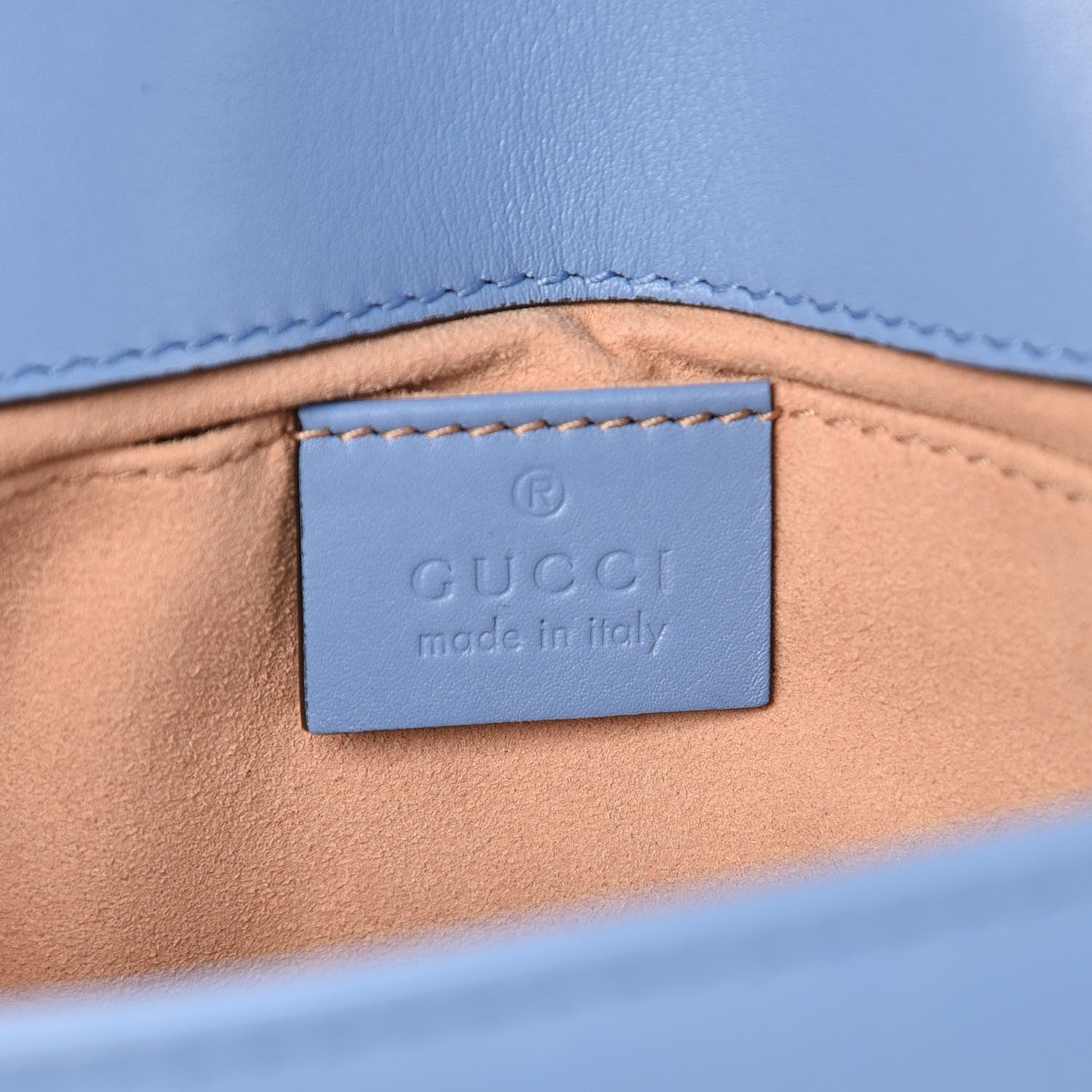 Gucci Calfskin Matelasse Mini GG Marmont Shoulder Bag Clear Sky Blue 6 of 7