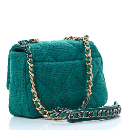 Chanel Tweed Quilted Medium Chanel 19 Flap Green 3 of 10