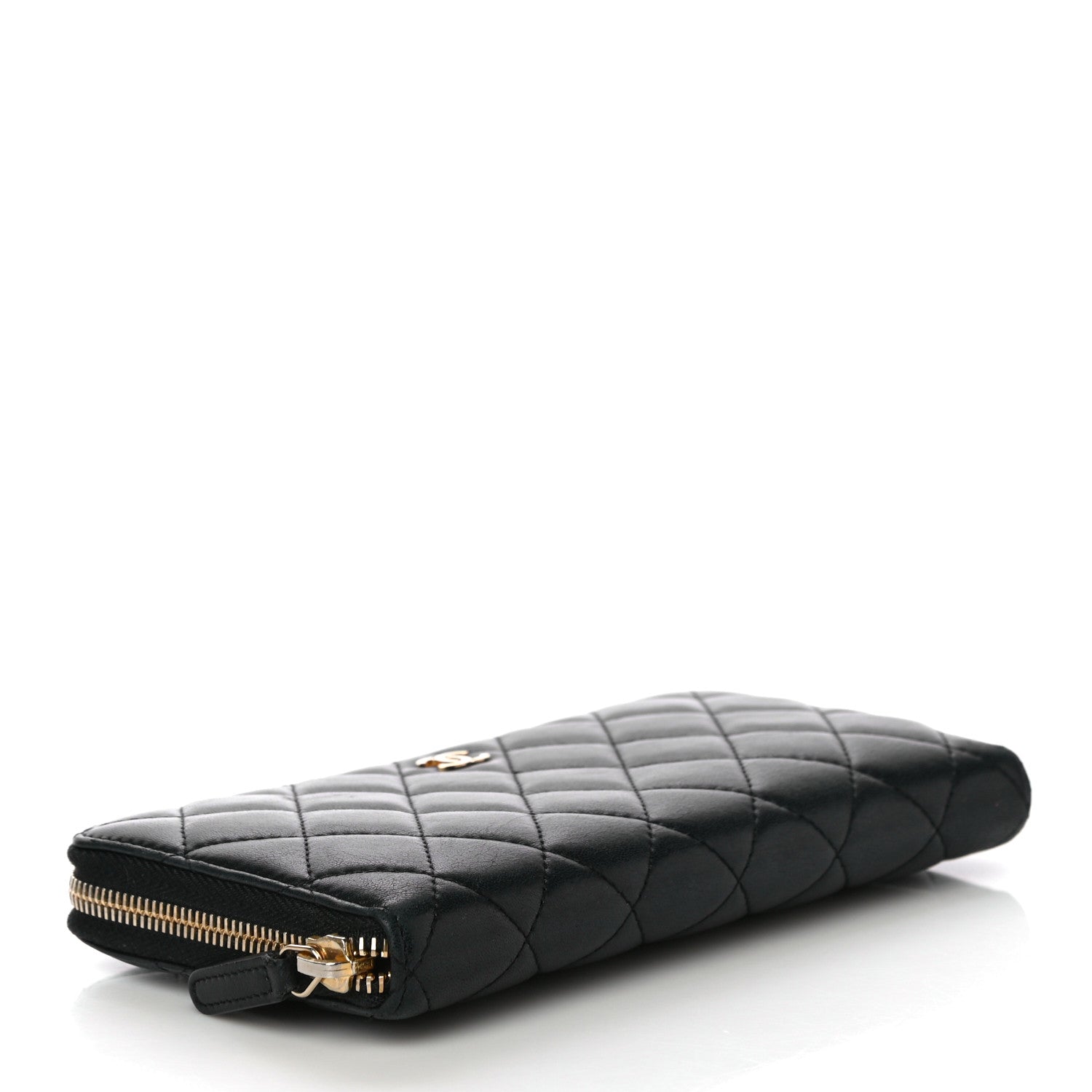 Chanel Lambskin Quilted Large Gusset Zip Around Wallet Black 4 of 14