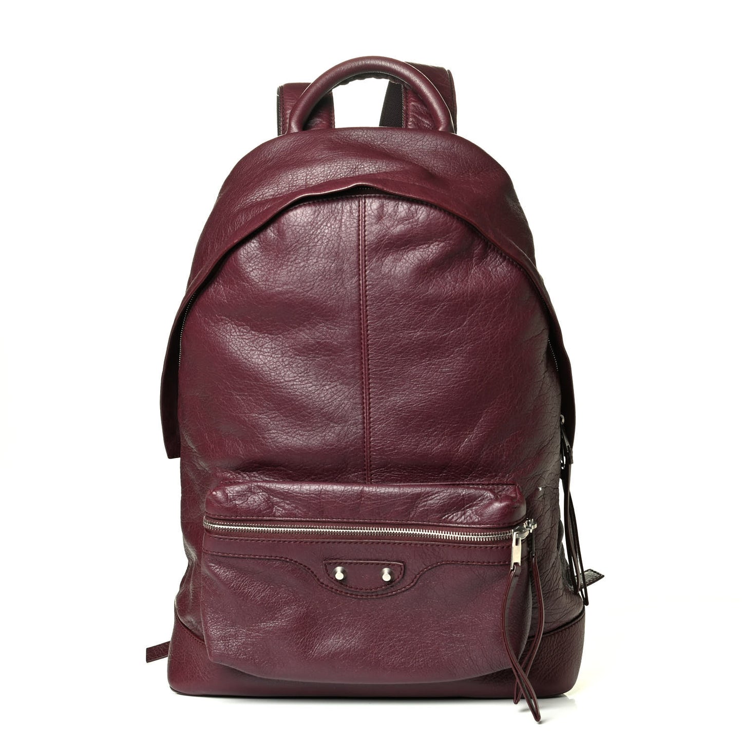 Agneau Classic Silver Hardware Backpack Rouge Lie De Vin