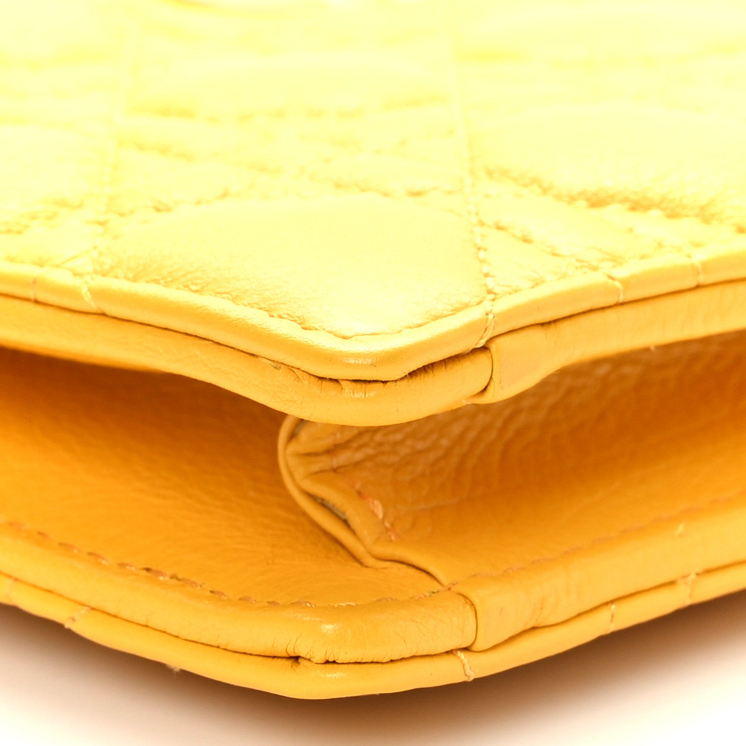 Christian Dior Calfskin Cannage Caro Zipped Pouch With Chain Sunny Yellow 9 of 11