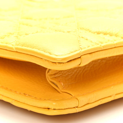 Christian Dior Calfskin Cannage Caro Zipped Pouch With Chain Sunny Yellow 9 of 11