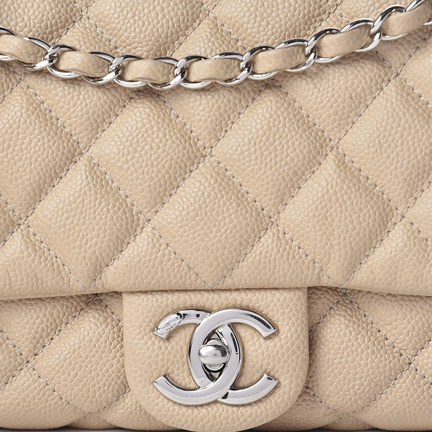 Chanel Caviar Quilted Jumbo Easy Flap Beige 8 of 16