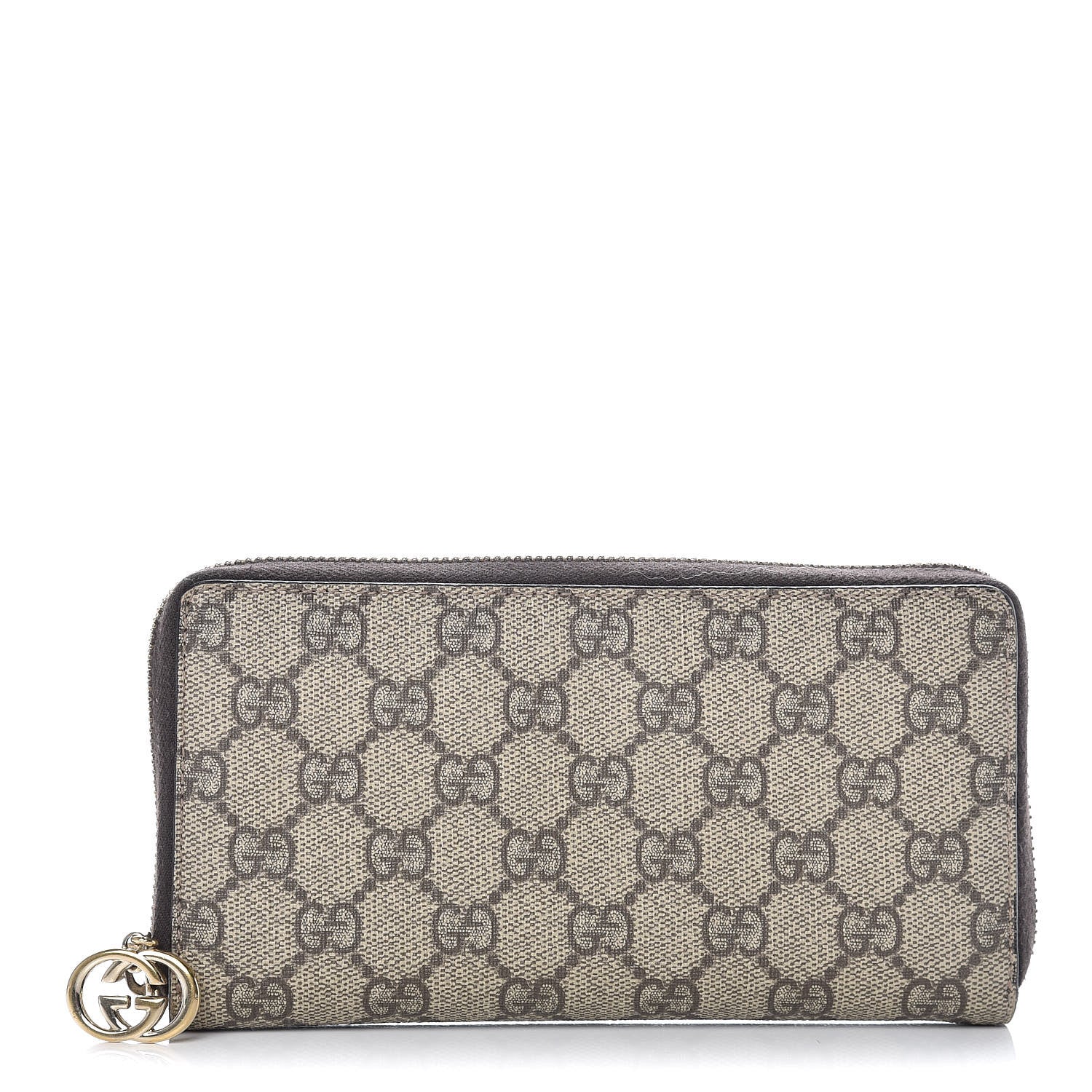 Gucci GG Supreme Monogram GG Pierce Zip Around Wallet Brown 1 of 9