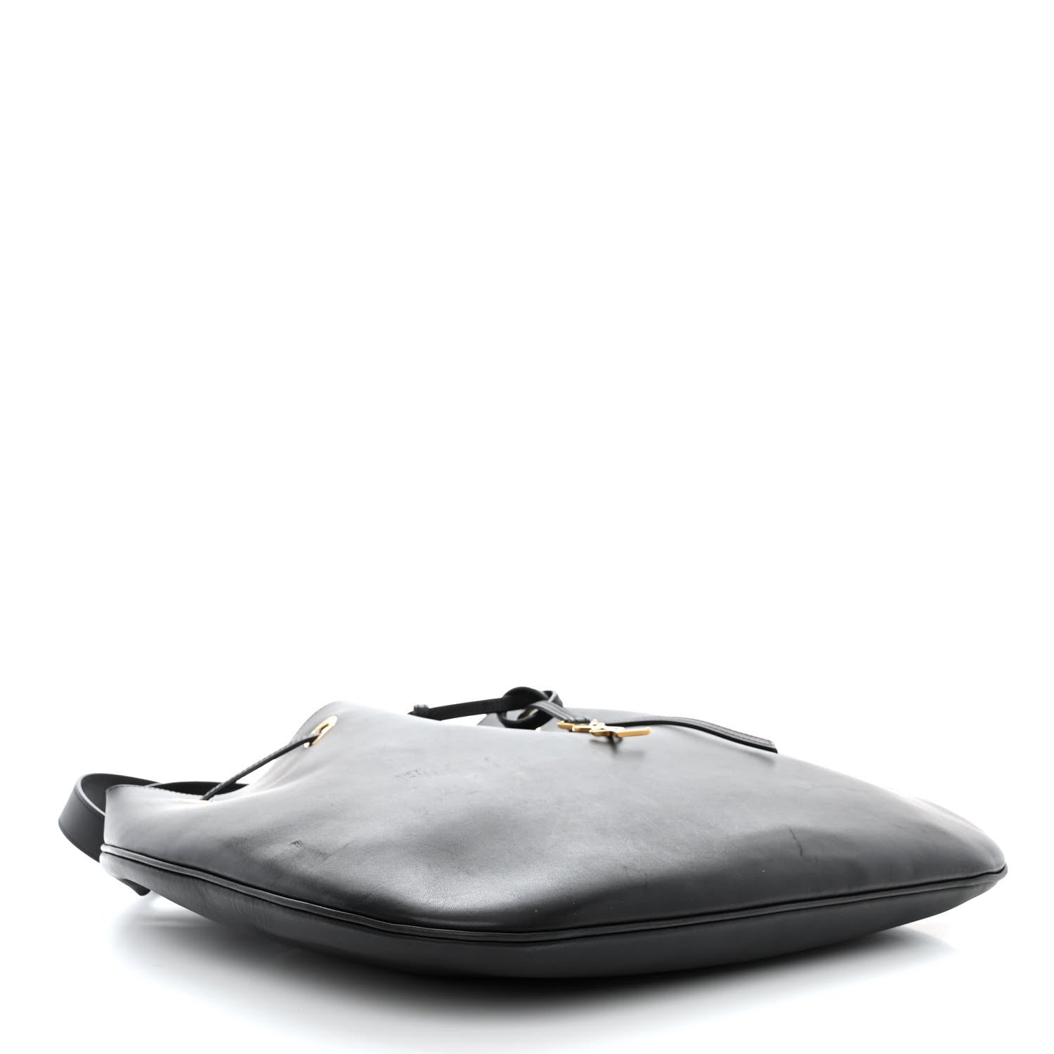Saint Laurent Smooth Calfskin Paris VII Large Flat Hobo Black 5 of 19