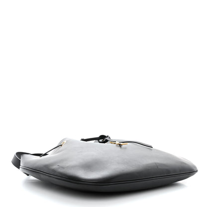 Saint Laurent Smooth Calfskin Paris VII Large Flat Hobo Black 5 of 19
